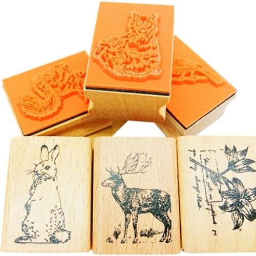 12Pcs/lot Diy Diary/Album Cute Animal Wooden Lovely Pattern Rubber Clear Seal Stamps Writing Hand Make ART School Office Student