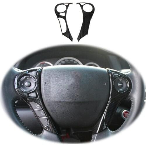 2X Car ABS Carbon Fiber Steering Wheel Button Cover Fit for Honda Accord 2014-2017