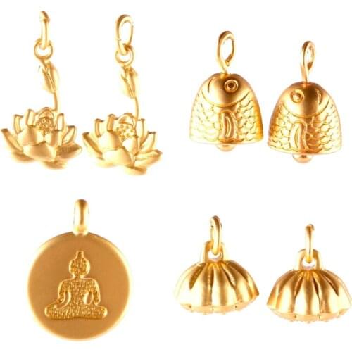 20pcs Chinese Style Gold Color Buddha Lotus Plant Charm Pendant DIY Handmade Jewelry Accessories