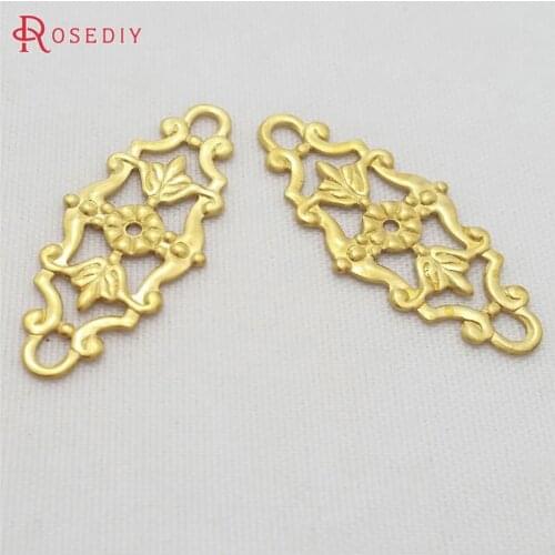 29453)30PCS 27x12MM Not plated color Brass Decorative Connect Charms Diy Jewelry Findings Accessories Wholesale