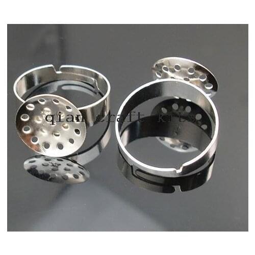 300pcs Wholesale Plated Sieve Ring Base 12mm-Size 6.5-Adjustable