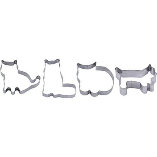 4Pcs Lovely Cat Stainless Steel Cookies Cutter DIY Fondant Pastry Biscuits Mold Baking Tools Fondant Sugarcraft Tools