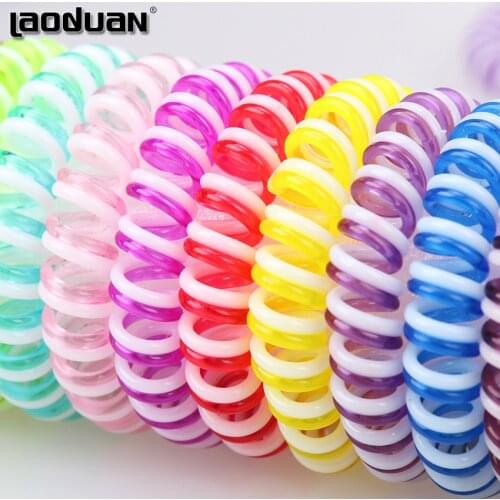 5PCS Gum Hair Accessories 5.5CM Hair Ring Rope Traceless Women Gum Elastic Hair Bands Double Colors Telephone Wire Hair Rope