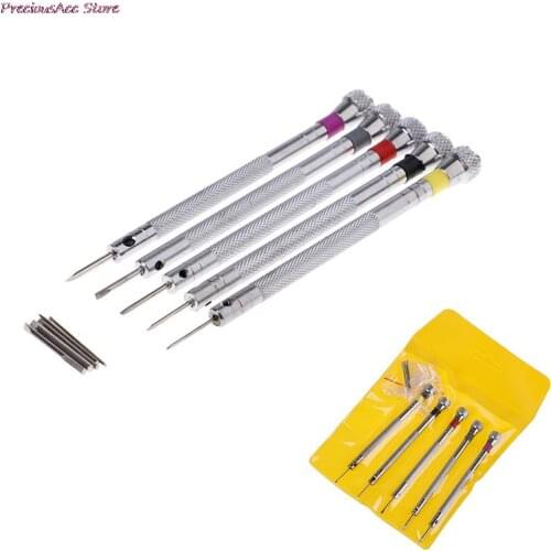 5pcs Alloy Steel Screwdrivers Set Practical Watchmaker Screwdriver Cutter Heads Tool Kit For Repairing Watches and Eyeglass