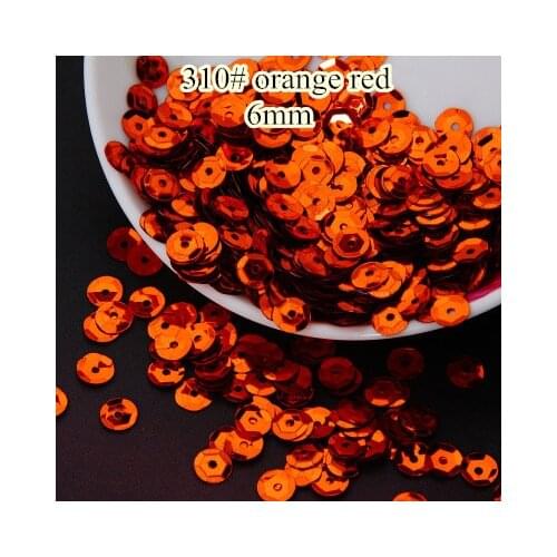50g 6mm Cup Round Sequin Paillettes Sewing Decoration Artesanatos Acessorios 310# Orange Red Spangles