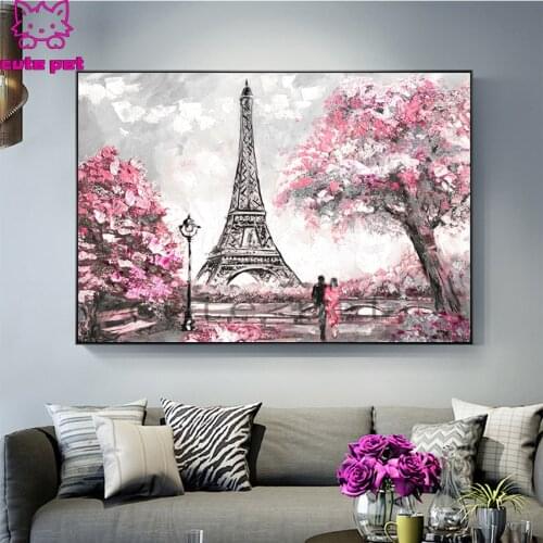 Diamond painting Modern Art, Paris Street Couple cross stitch diamond embroidery mosaic room Decor
