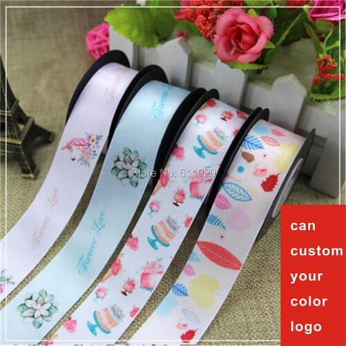Free shipping silk ribbon color printing/gift ribbon/colorful screen print/clothing label/colorful tape/tag 100 yards a lot