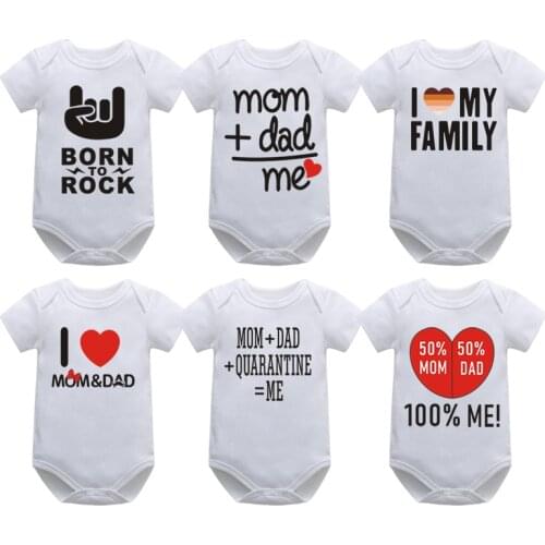 Newborn Summer Bodysuit Funny Boys And Girls Short Sleeve Letter Print Outfits New Born Baby Clothes