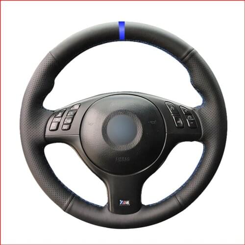 Blue Marker Artificial Leather Steering Wheel Cover for BMW M Sport E46 330i 330Ci E39 540i 525i 530i M3 E46 M5 E39