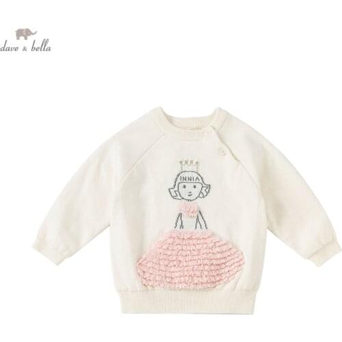 DB18887 dave bella winter cute baby girls Christmas cartoon knitted sweater kids girl fashion toddler boutique tops