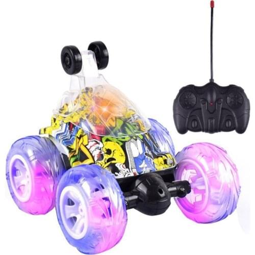 1:18 Childrens Toy Music Flip Stunt Car Rolling Remote Control Car Off-road Car Model Rechargeable Motor Car Gifts for Children