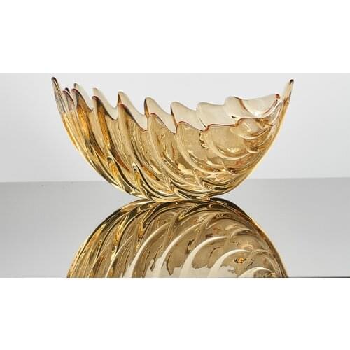 European Leaf Fruit Plate Living Room Coffee Table Decoration Home Storage Tray Crystal Glass Dried Fruit Plate Snack Fruit Bowl