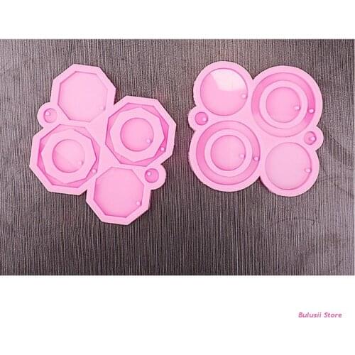 Geometry Earrings Epoxy Resin Mold Keychain Ear Drops Dangle Pendant Silicone Mould DIY Crafts Jewelry Necklace Casting AXYD