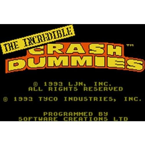 Incredible Crash Dummies 60 Pins English Version Game Cartridge for 8 Bit 60pin Game Console Region Free