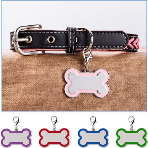 Pet Dog ID Name Tag Keychain Bone Shaped Necklace Personalized Pendant Hangtags for Cat Puppy Dog Collar Keyring Accessories