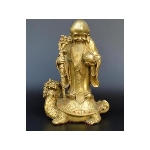 China Brass Dragon Tortoise Turtle The God Of longevity Shouxing Statue