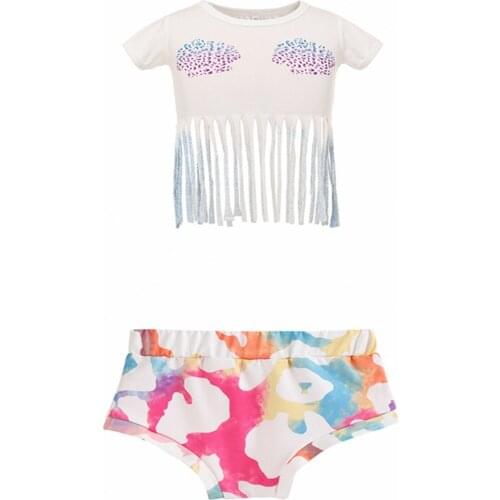 Summer New Childrens Knit Swimsuit 2-Piece Suit 1-3 Years Kids Shorts Vest Clothing Cute Baby White Black Sundress for Girls