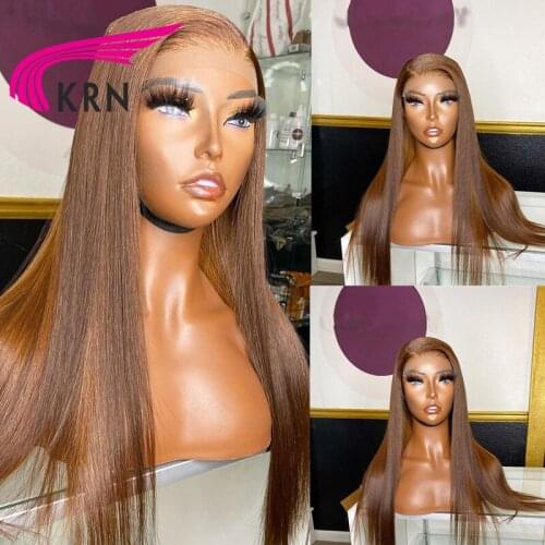 Pure Brown Color Lace Front Human Hair Wigs WIth Baby Hair Remy Hair Straight Straight Lace Wig For Women
