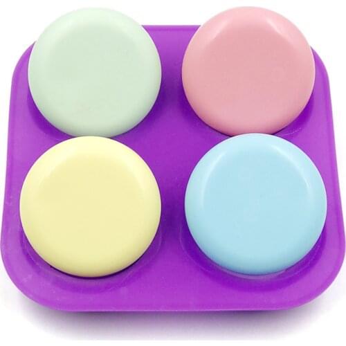 4 Hole Round Soap Mold Arts and Crafts Chocolate Cake Molding Hand Making Tools Purple Rectangle Silicone Mold Tree Shaped