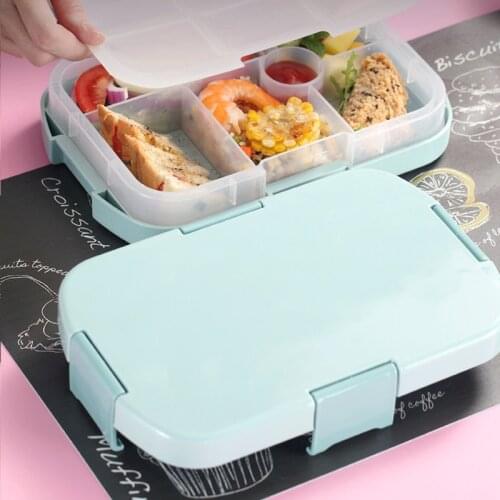 New Hot Bento Box Anti-leakage Toddler Lunch Box with 6 Cells 920ml Simple Kids Students Food Container for Home Office