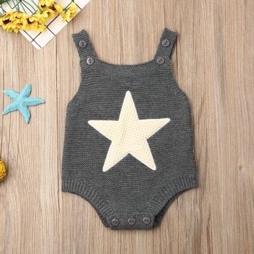 Summer 0-18M Newborn Infant Baby Boy Girl Knitted Romper Sleeveless Jumpsuit Outfits Clothes