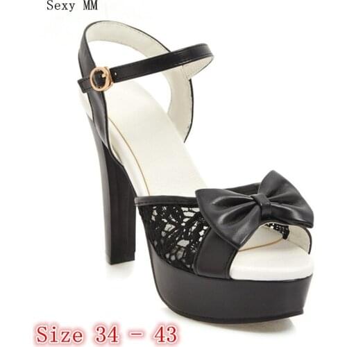 Summer Pumps Women Peep Toe High Heels Party Wedding Platform Gladiator Sandals Woman High Heel Shoes Plus Size 34- 40 41 42 43
