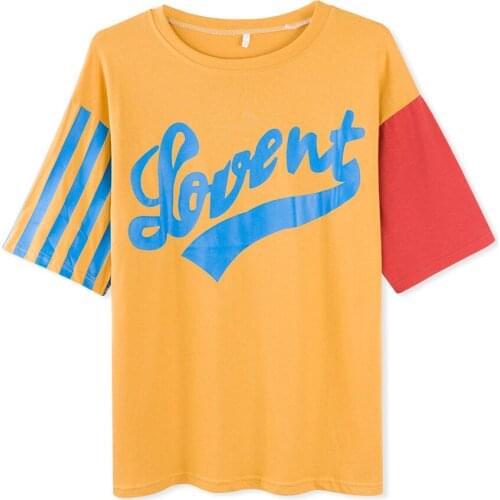 Neatie kiddie 2019 New Fashion Streetwear Short Sleeve Women T-shirt Letter Patchwork Print Loose Summer T shirt Tops