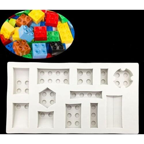 Wholesale 10 Pcs/lot Building Blocks Shapes Silicone Sugarcraft Mould, Fondant Cake Decorating Tools Bakeware