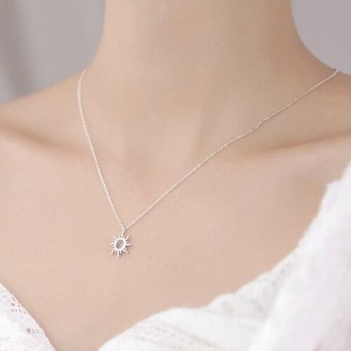 S925 3Pcs/Lot Hollow sun necklace design sense niche Simple personality trendy accessories cold wind Fashion Necklaces