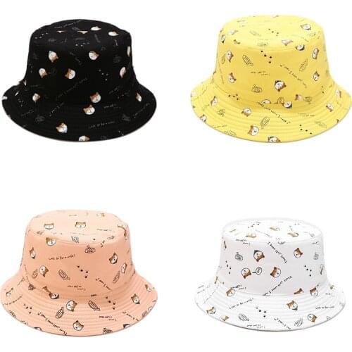 Summer Panama Bucket Hat Women Unisex Cotton Cartoon Men Bob Yellow Hip Hop Outdoor Sport Fishing Fisherman Hunting Sun Cap