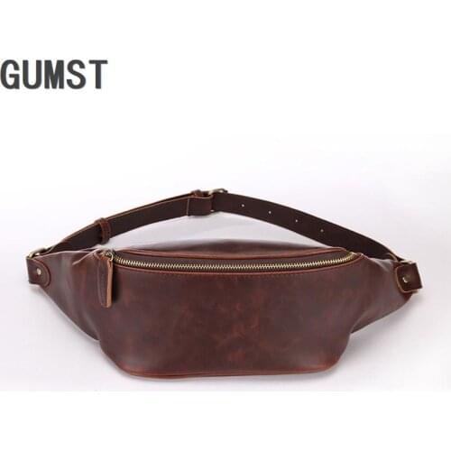 Casual Mens Waist Bags Waterproof PU Leather Waist Pack Large Capacity Travel Man Chest Bag Handy Fanny Pack Banana Male