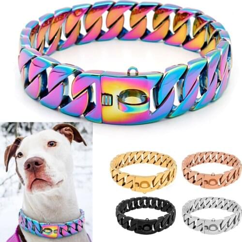 32MM Strong Metal Dog Chain Collars Stainless Steel Pet Training Choker For Large Dogs Pitbull Bulldog Gold Collar Necklace