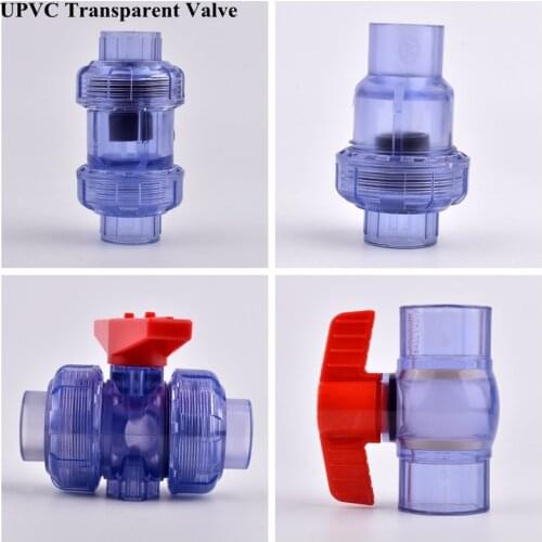 1PC 20-63mm UPVC Valve Transparent PVC Check Valve Garden Irrigation System Pipe Fitting Aquarium Fish Tank Non Return Connector