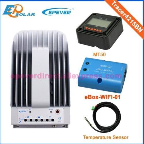 24V mppt 40A Solar regulator wifi eBOX Temp sensor EPEVER Tracer4215BN product regulator with MT50 remote meter Battery Charger