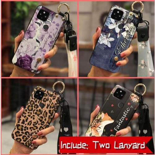 Lanyard Kickstand Phone Case For Google Pixel 4A 5G Soft Back Cover Original Dirt-resistant