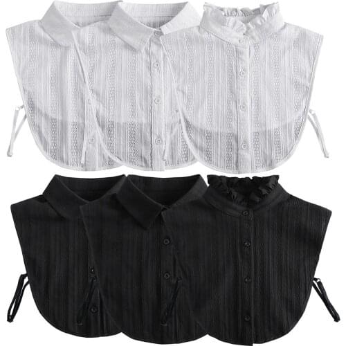 Linbaiway Women Formal Stand Fake Collars for Mens Lapel Shirt Detachable White Summer Autumn False Collars Fake Female Collar