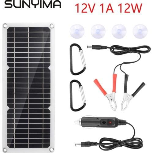 SUNYIMA 1PCS 12V 1A 12W Monocrystalline Solar Panel For Car Charger Battery Charging For Mobile Phone Semi-Flexible Waterproof