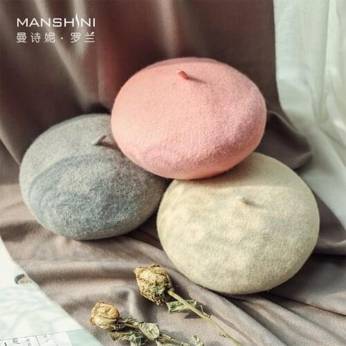 Beret Woman Autumn And Winter All-match Wool Hats Pumpkin Hat Restore Ancient Ways Woolen blends Cap Japan fashion Bud Cap 0517