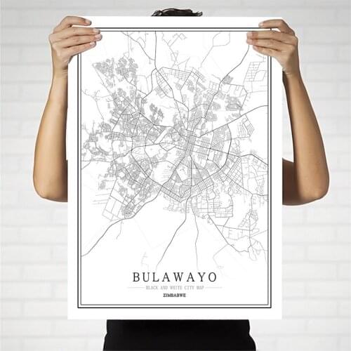 Zimbabwe Creative city map Harare Abstract Canvas Paintings Black and white Wall Art Print Poster Picture Home Decoration