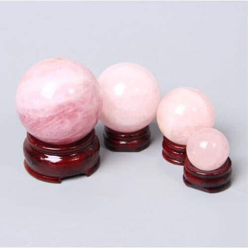 1 Pc Pink Quartz Ball 20 mm 30 mm 40 mm 50 mm Fengshui Crystal Energy Round Ball For Home Decora Hand Massage Meditation Sphere