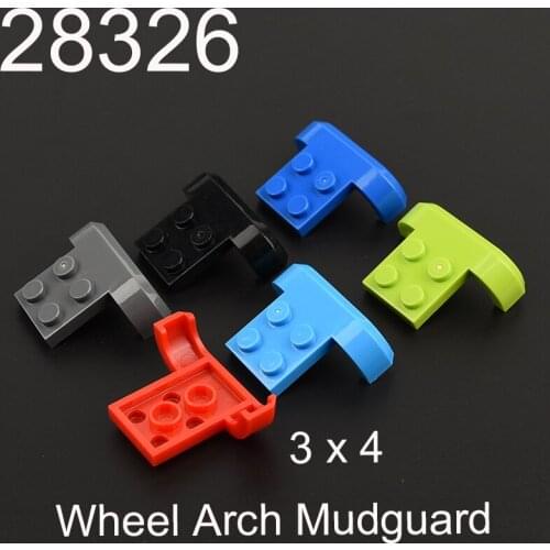 10pcs 28326 Wheel Arch, Mudguard 3 x 4 with 2 x 2 Plate Building Blocks Parts MOC DIY Educational Toys