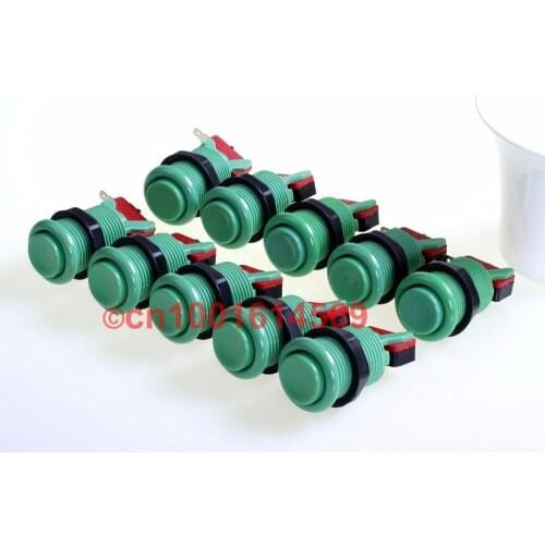 10 PCS/LOT NEW 30MM HAPP STANDARD ARCADE BUTTON WITH MICROSWITCH FOR MAME JAMMA MULTICADE HAPP PUSH BUTTON TO VIDEO GAME - GREEN
