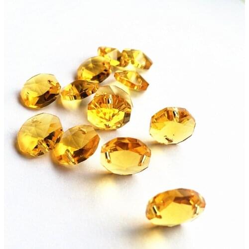 2000pcs/lot Golden Color 14mm Crystal Chandelier Octagon Beads in 2 holes For Sparkle Diy Curtain Accessories Home Decoration