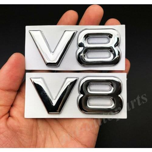 2x Metal Chrome V8 Vntage Car Trunk Fender Rear Emblem Badge Decals Sticker V6