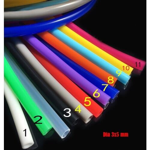 3x5 Black white pink orange blue green yellow purple Silicone rubber tube inner x outer dia pipe Hose plumbing fish tank water
