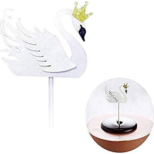 5pcs/lot White Swan Cupcake Topper Picks Girls Birthday Party Cake Decor Anniversaire Wedding Party Supplies