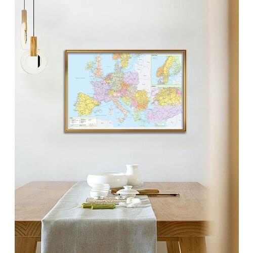 59*42cm The Europe Traffic Route Map with Details Wall Art Poster Canvas Painting Travel School Supplies Classroom Home Decor