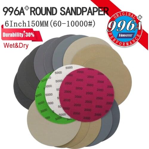 6 Inch Sanding Discs 60-10000 Grit Waterproof Hook & Loop Silicon Carbide Round Sandpaper 150mm for Sanding Grinder Polishing