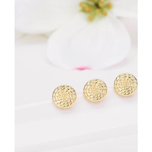 6PCS 10MM 14K Gold Color Brass Round Stud Earrings Pins Earrings Jewelry Making Supplies Diy Findings Accessories