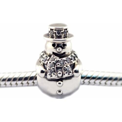 DIY Beads for Jewelry Making Sterling-Silver-Jewelry Snowman Bead Charms Silver 925 Berloque Perles Women